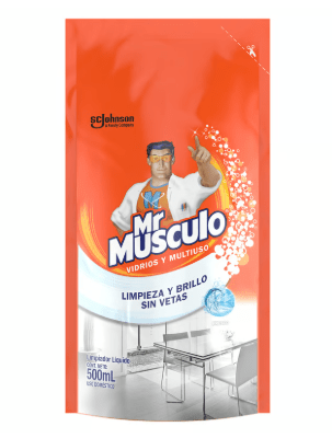 Limpiador Líquido Mr Musculo Vidrios Y Multiusos Doypack 500 mL